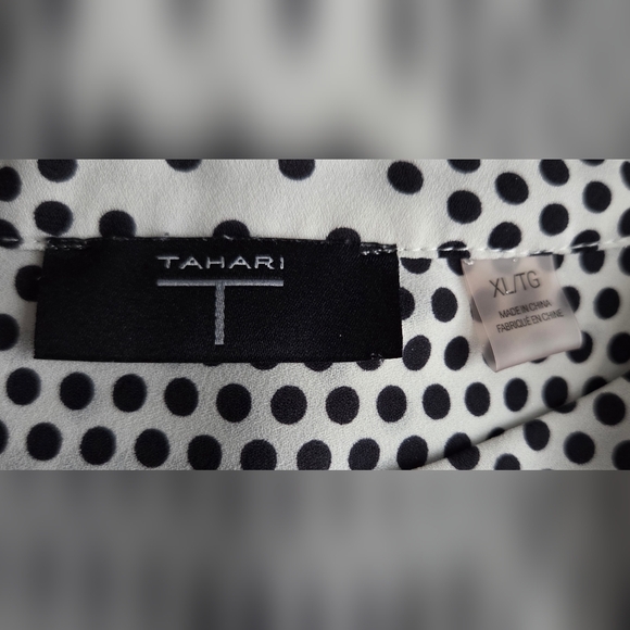 Tahari Black and White Striped Polka Dot Button Down Shirt SIZE XL. Like New. - Picture 9 of 11